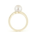 thumbnail image 2 of ANGARA Freshwater Cultured Pearl Ring with Bypass Shank in 14K Yellow Gold for Women | June Birthstone, Birthday, Anniversary, Jewelry Gift for Women | Pearl Ring, 2 of 8