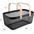 thumbnail image 2 of Black Mesh Storage Basket with Wooden Handle,Multi-Functional Picking Baskets,Garden Harvest Basket,Kitchen Metal Mesh Gathering Basket, for Vegetables Fruit Egg, 2 of 7