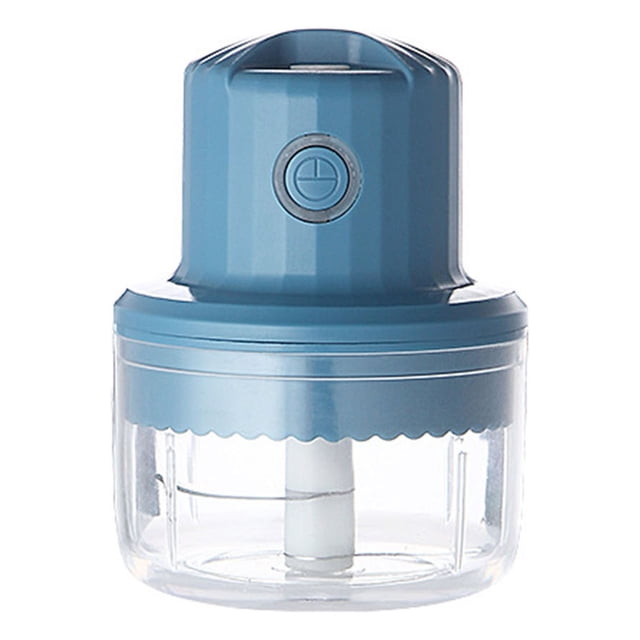 Triturador de ajo eléctrico inalámbrico con 3 cuchillas, ideal para preparar salsas y picar ajos en casa, color azul mediano. ¡Haz tu cocina más práctica y cómoda!