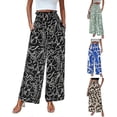 thumbnail image 2 of Women Floral Print Palazzo Pants Summer Bohemian Wide Leg Pants High Waist Casual Lounge Pant Trousers with Pockets Yellow X, 2 of 5
