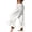 45# White, variant on Womens Linen Pants Wide Leg Casual Cropped Ruffle with Ties Palazzo Flowy Drawstring Loose Cute Pants with Pockets White L