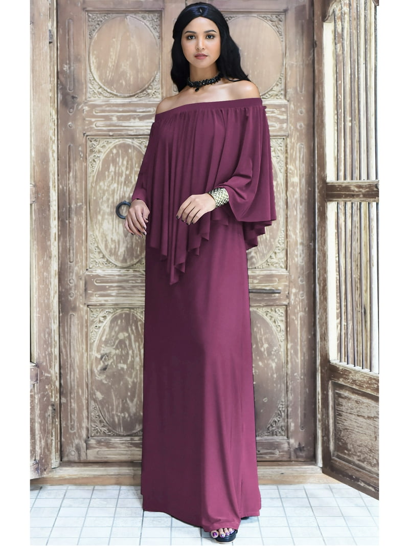 flowy draped dress Ladivine CL10 Flowy Chiffon Gown with Sheer Cape Sleeves & V-Neck – Mia  Bella Couture main image 1