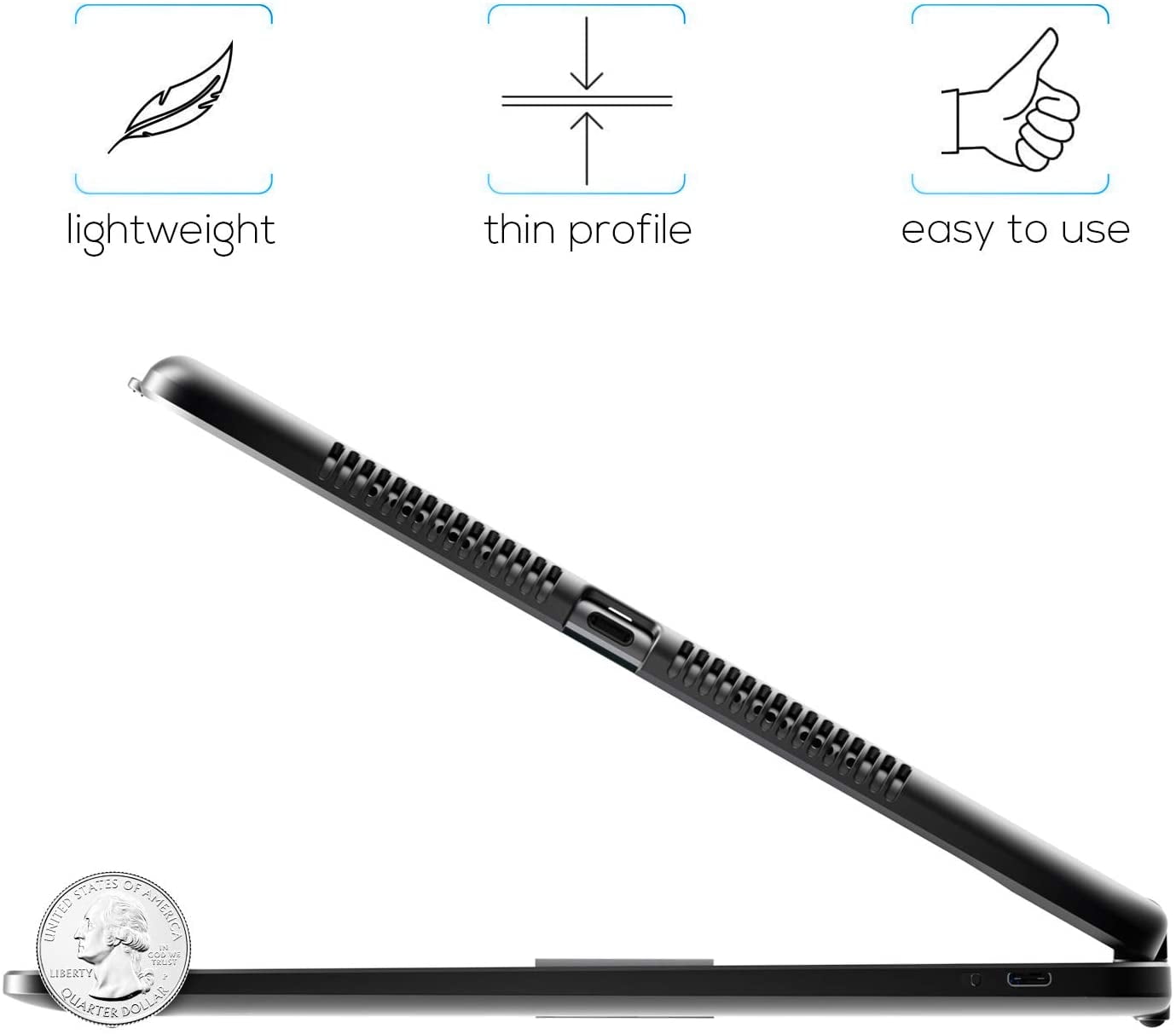 Typecase iPad Keyboard Case with Touch for 10.2 inch iPad 9th Gen 2021, 8th Gen 2020, 7th Gen 2018, iPad Air 3 & iPad Pro 10.5 - Backlight Wireless Keyboard Case with Pencil Holder (Black)