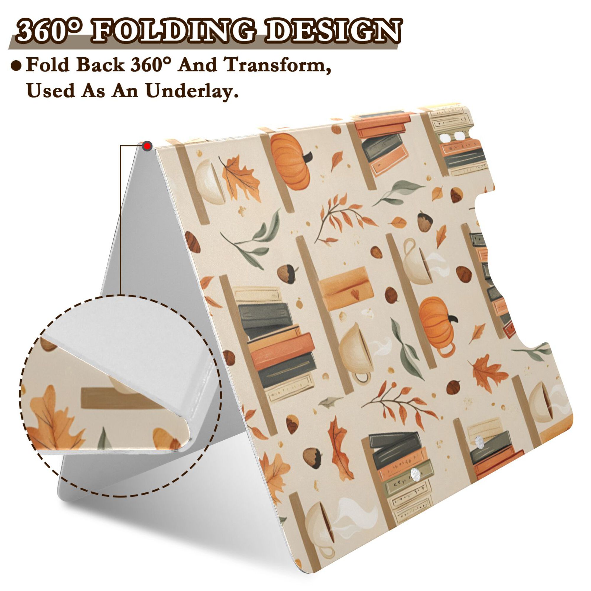 FORMRS A4 Clipboard Folder with Pen Holder Horizontal Foldable School Office Binder, Fall Book Shelf