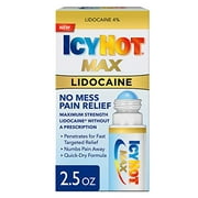 Icy Hot Max No-Mess Pain Relief Roll On with Maximum Strength Lidocaine Plus Menthol, 2.5 ounces