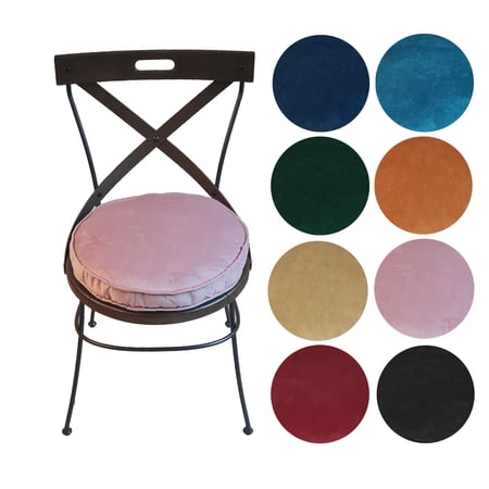 16 IN Round 3 IN Thick Plush Velvet Chair Pad Seat Cushion with handle for Bar Stool/Kitchen/Dining Room Chair/Stadium Seat/Portable (Dusty Rose 2)