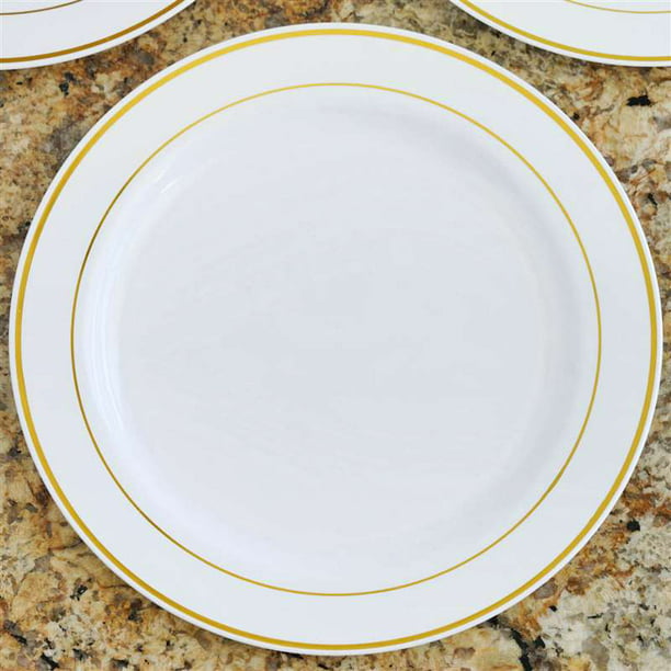 10 Pack White Round Disposable, Round Plastic Dinner Plates