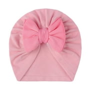 Mnycxen Newborn Infant Baby Boys Girls Solid Hat Beanie Bowknot Elastics Turban Hat Cap
