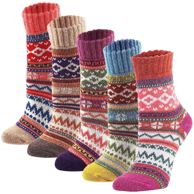 Calcetines de Lana BANYUO Vintage para Mujer 5 Pares