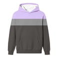 thumbnail image 6 of Girls Color Block Hooded Sweatshirt, Long Sleeve Pullover Hoodie with Front Kangaroo Pocket, Kids Loose Casual Striped Patchwork Tops for Spring Fall Watermelon Red 13-14 Years, 6 of 6
