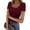 Wine Red, variant on PRETTYGARDEN Short Sleeve Shirts for Women Summer Trendy Scoop Neck Ribbed Tops Spring Casual Slim Fitted Basic Tees