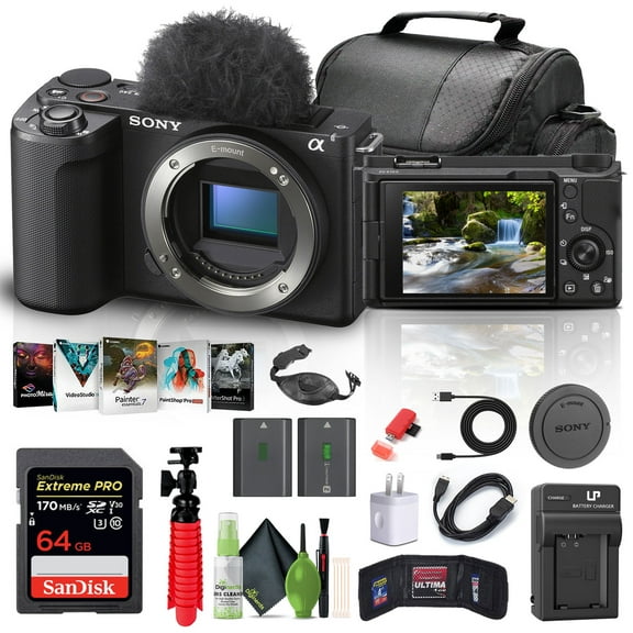 Sony Alpha ZV-E10 II Mirrorless Camera Body Bundle   64GB Card (International Model)
