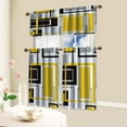thumbnail image 6 of Yellow Thin Kitchen Curtains Tiers and Valances Set 3 Piece for Windows Grey and Black Kitchen Window Curtains Set,Gold Geometric Modern Art Valances for Living Room(36" Tiers Set), 6 of 6