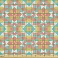 thumbnail image 2 of Ambesonne Abstract Fabric by the Yard Upholstery, Colorful Grid Inspired, 5 Yards, Mustard Pale Teal, 2 of 5