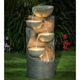 thumbnail image 4 of LuxenHome Modern Gray Resin Tiered Bowls Outdoor Fountain with Lights, 4 of 10