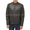 thumbnail image 4 of Men's Motorcycle Biker Vintage Cafe Racer Real Genuine Leather Black Jacket, 4 of 5