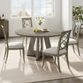 thumbnail image 2 of Bingirl 47-Inch Round Large Dining Table, Wooden Kitchen Table Set for 4 to 6, Farmhouse Dinner Table with Wooden Top and Legs for Home Dining Room or Living Room, 2 of 9