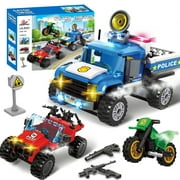 Exercise N Play City Police Building Set Arrest Thief  Building Toy with Police Command Vehicle, Motorcycle, Armed Car Fun Toys Playset for Roleplay and Gift for Boys 6-12
