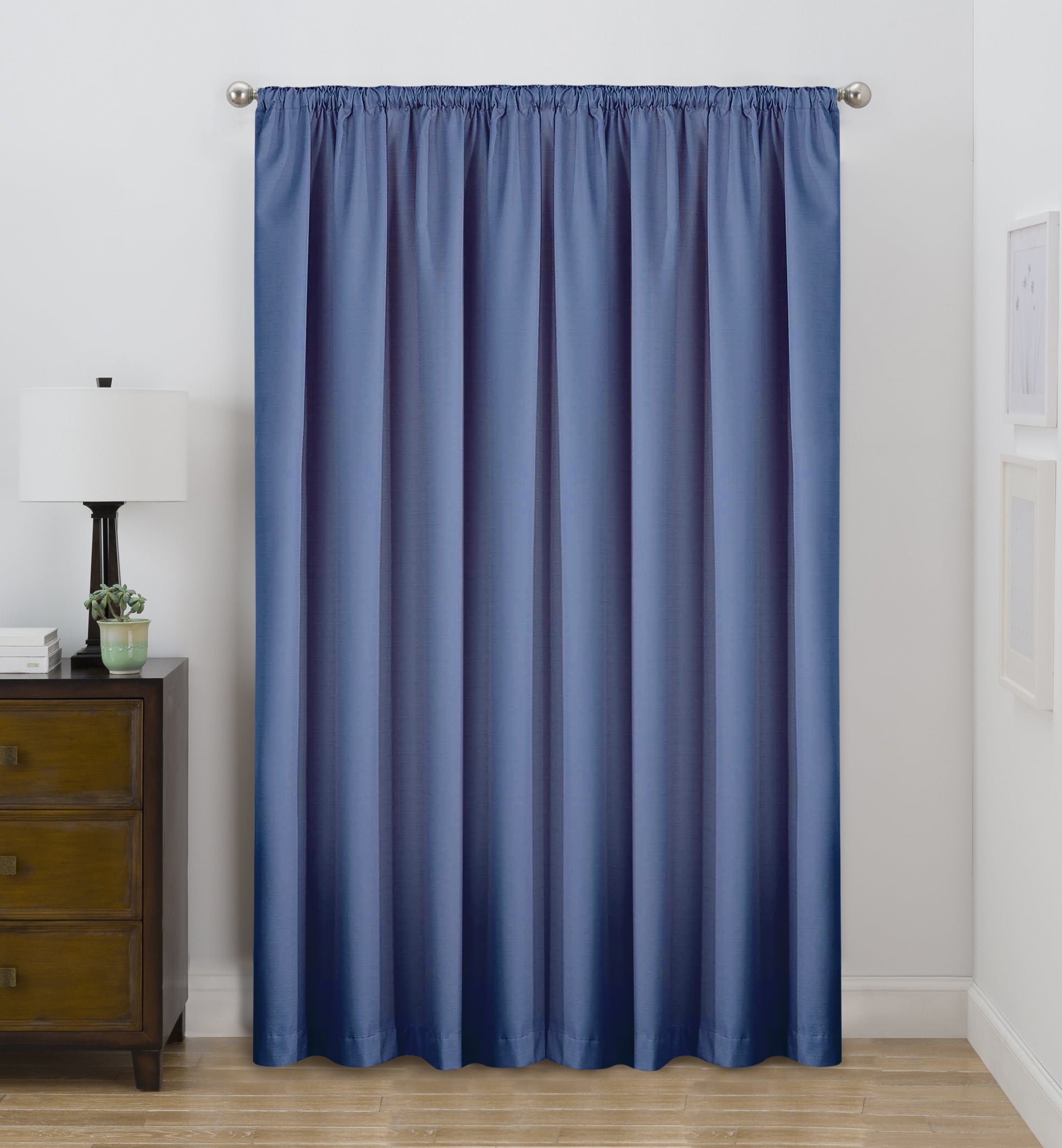 Eclipse Draft Stopper Room Darkening Fleece Lined Rod Pocket, Single Curtain Panel, Blue Midnight, 42" W x 95" L