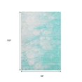 thumbnail image 3 of HomeRoots 656745 8 x 10 ft. Aqua & Ivory Abstract Transitional Washable Machine Made Rectangle Area Rug with UV Protection, 3 of 9