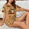 thumbnail image 4 of Honeii Brown Mushrooms for Women's Summer Pajama Set featuring Soft Short Sleeve Shirt & Matching Bottoms with Convenient Pockets for Relaxed Home Wear-XX-Large, 4 of 6