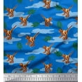 thumbnail image 1 of Soimoi polyester Crepe Fabric Leaves & Dinosaur Jungle Printed Craft Fabric by the Yard 42 Inch Wide, 1 of 1