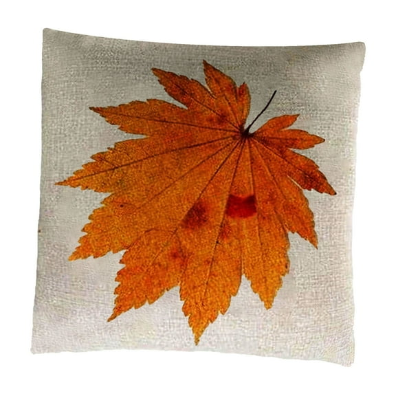 Autumn Throw Pillow Covers 18x18 Set of 2 - Harvest Maple Leaf Pattern Thanksgiving Home Decor, Farmhouse Linen Cushion Cases for Sofa Couch Indoor Outdoor Fall Seasonal Decorations