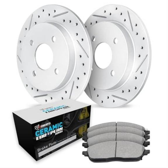 R1 Concepts Drilled and Slotted Carbon Coated Disc Brake Rotor Set with Euro Ceramic Pads WBTN1-54027