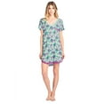 thumbnail image 2 of Casual Nights Women's Rayon Short Sleeve Floral Dorm Sleepwear Nightshirt - Blue - Large, 2 of 5
