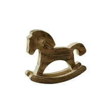 Kuntesetty Wooden Rocking Horse Sculpture Centerpiece Holiday Season Collection Birthday Gift Unique Creative Decoration Christmas Decor Brown