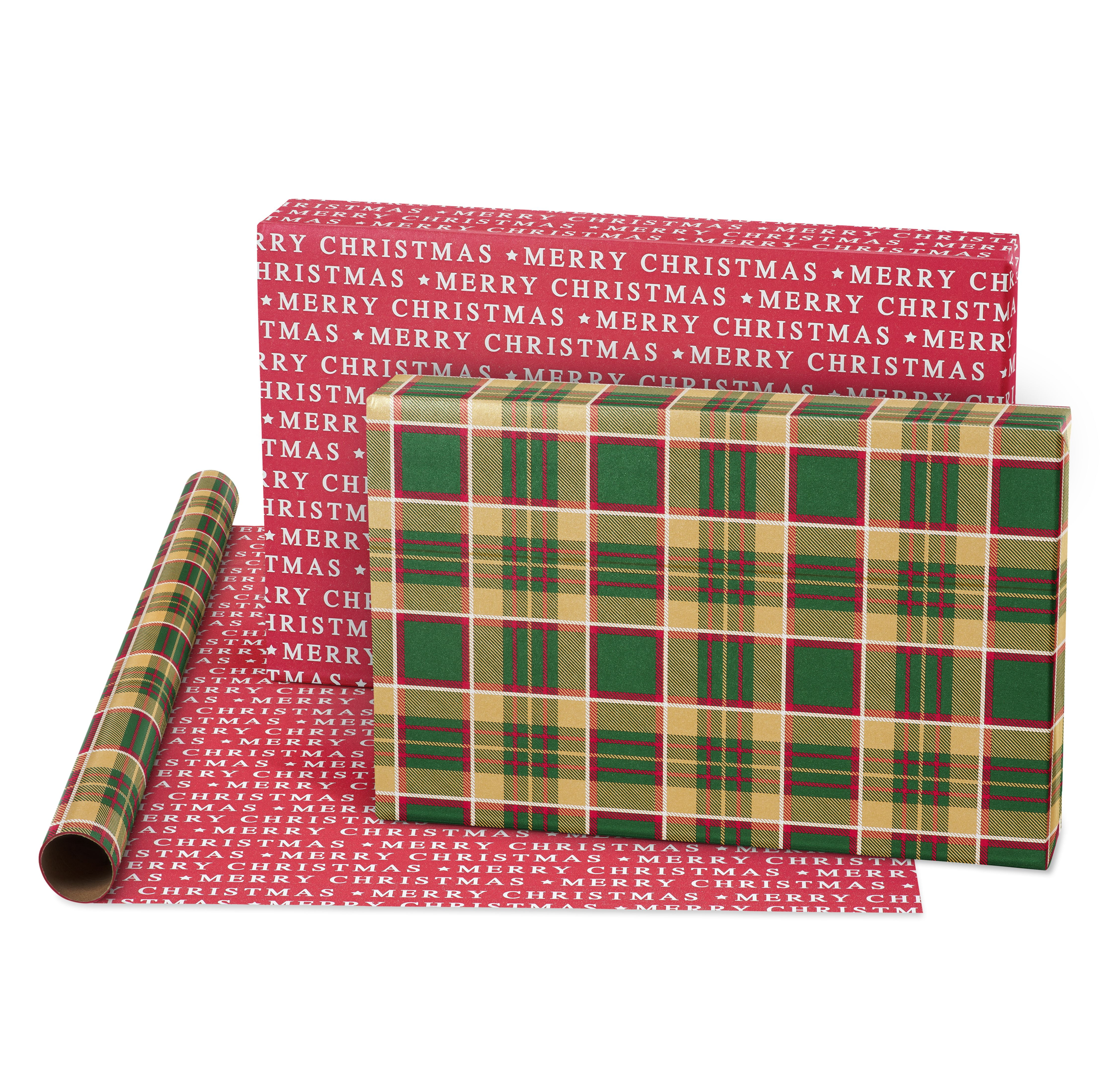 Buy American Greetings Reversible Christmas Wrapping Paper Jumbo Roll, Pred  and Black Plaid (1 Pack, 175 sq. ft.) Online at desertcartThailand