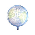 happy christening blue metallic balloon