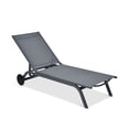 thumbnail image 1 of Topbuy Chaise Longue Inclinable d'Extérieur en Aluminium avec Dossier Réglable Gris, 1 of 7