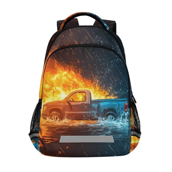ALAZA Truck Ice and Fire Backpack Elementary School Bag Bookbag Travel Rucksack