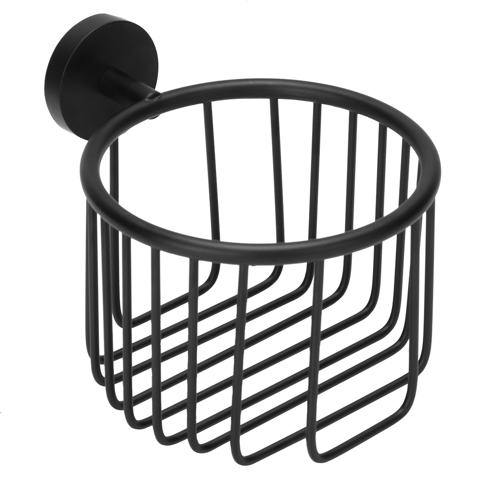 Wall Mounted Toilet Paper Holder Basket Roll Tissue Holder Home Hotel Bathroom AccessoriesBlack 14x10cm