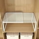 thumbnail image 4 of Estante organizador de armarios ampliable, almacenamiento metálico apilable, cocina, baño, despensa, encimera de café, escritorio, en blanco y negro, ajustable de 12"-24" de ancho, 4 of 6