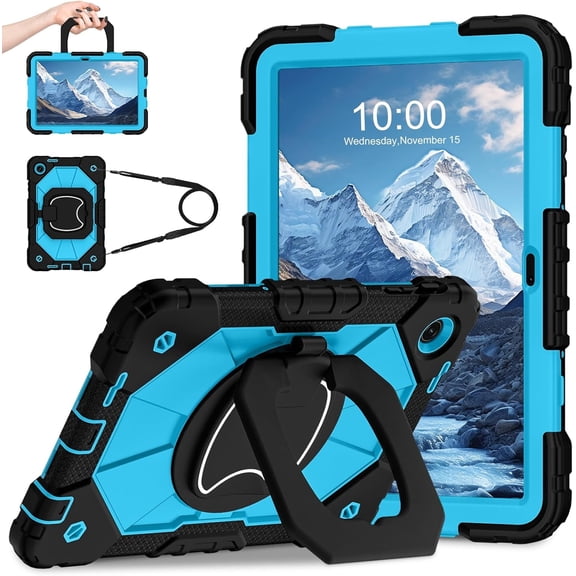 REQO Case for T-Mobile Revvl Tab 2 10.1 inch 2025 Release, Heavy Duty Shockproof Full Body Protective Cover with 360 Rotating Stand and Shoulder Strap