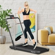 SuperFit Up To 7.5MPH 2.25HP 2-in-1 Folding Under Desk Treadmill W/Speaker Controller APP, Single Display Screen Silver