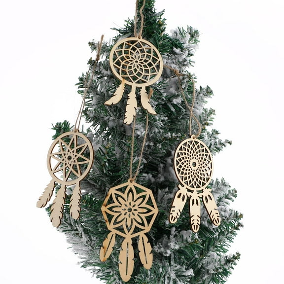 Homoyoyo Door Hanging Decorations Wood Dream Catchers Kits Beige 40pcs