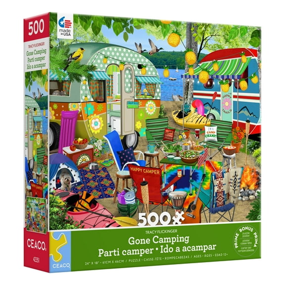 Ceaco Gone Camping (Tracy Flickinger) 500 Piece Interlocking Jigsaw Puzzle