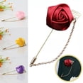 thumbnail image 3 of K-KED Men Rose Flower Brooch Tassel Chain Lapel Pin Fabric Suit Brooches Pins Jewelry-Wine red, 3 of 8