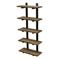 thumbnail image 4 of Pomona 48"H 5-Shelf Metal and Solid Wood Bath Wall Shelf, Natural, 4 of 13