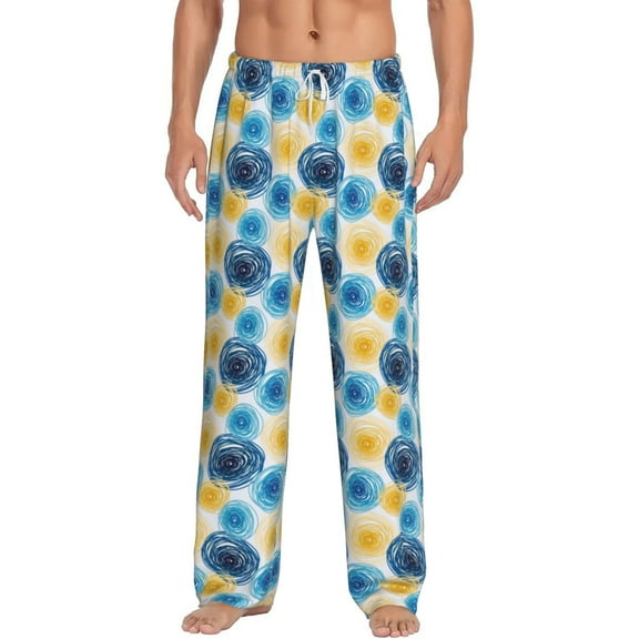 Daiia Circular Men's Sleep Pant with Pockets and Drawstring,Pajama Pants-Large
