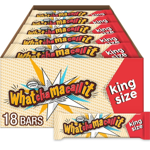 Whatchamacallit Chocolate Caramel Peanut Crisps King Size Candy, Bars 2.6 oz, 18 Count