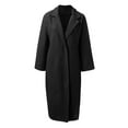 thumbnail image 4 of VEKDONE Womens Pea Coat Button Down Notch Neck Long Jackets Solid Color Wool Blend Overcoat Loose Fit Plus Size Soft Outerwear with Pockets, 4 of 8