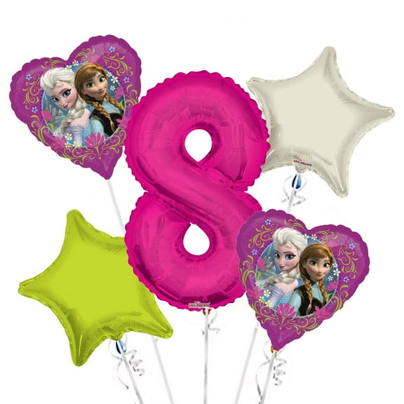 Frozen Balloon Bouquet 8th Birthday 5 pcs - Party Supplies