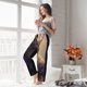 thumbnail image 5 of Balery Purple Flower Lazy Cat Pantalones de pijama para mujer, pijamas ultraligeros, pantalones de estar por casa-Small, 5 of 6