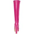 thumbnail image 2 of BLISSFUL STEP Women's Patent Leather Platform Chunky Heel Knee High Boots Hot Pink 7, 2 of 7