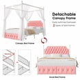 thumbnail image 7 of Homfa Full Size Upholstered Canopy Bed Frame for Bedroom, 2 Storage Drawers Platform Bed, Canopy Bed Curtain Not Included, Pink, 7 of 7