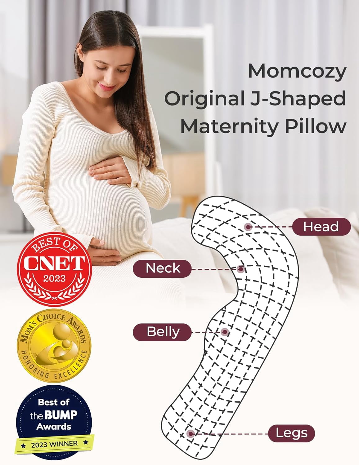 Pregnancy Pillows for Side Sleeping, J Shaped Maternity Body Pillow for Pregnancy, Soft Pregnancy Pillow for Head Neck Belly Support, Blue